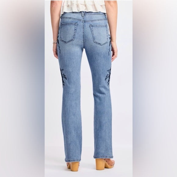 Embroidered Floral Boot Cut Jeans