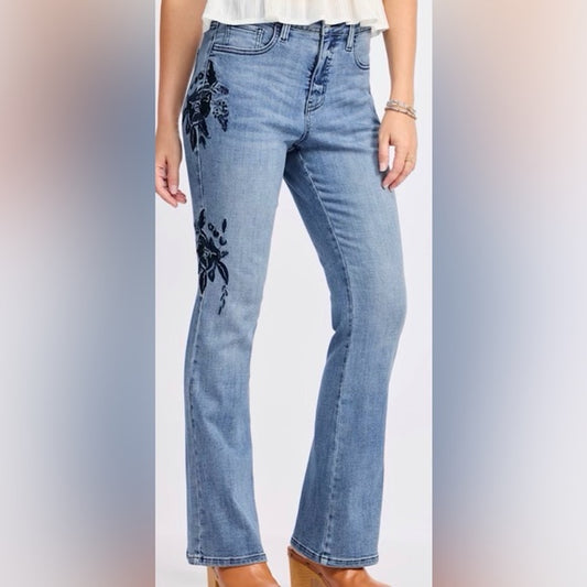 Embroidered Floral Boot Cut Jeans